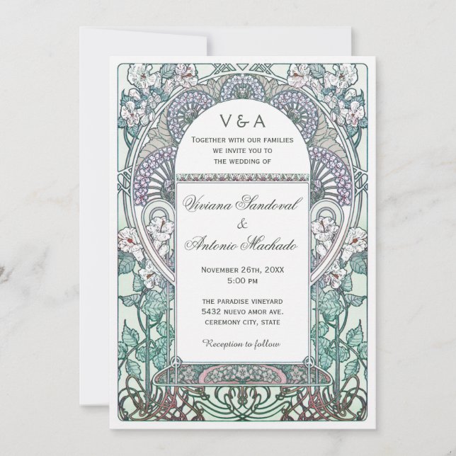 Invitaciones a la boda de Serene Art Nouveau (Anverso)