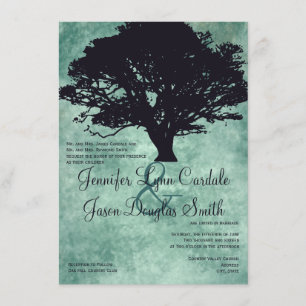Invitaciones a la boda de silueta de roble azul