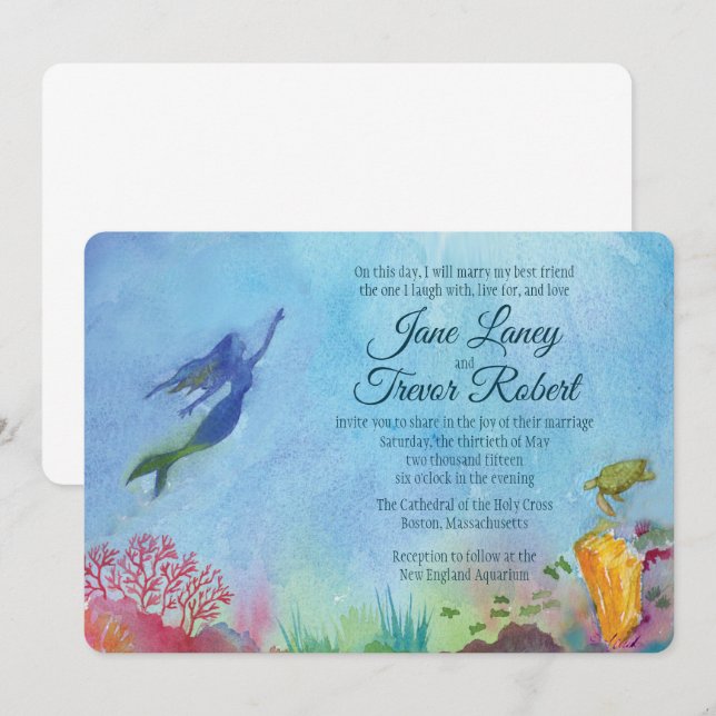 Invitaciones a la boda de Sirena (Anverso / Reverso)