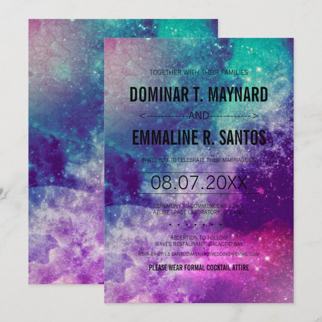Invitaciones a la boda de Smokey Galaxy (Anverso / Reverso)