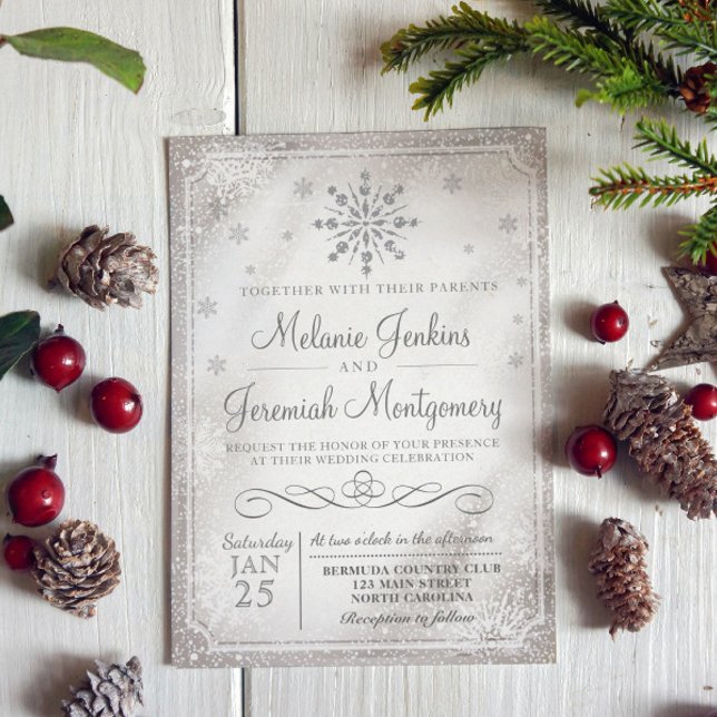 Invitaciones a la Boda de Snowflake en Winter Wond (Subido por el creador)