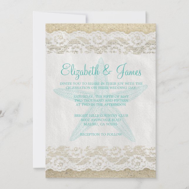 Invitaciones a la boda de Starfish (Anverso)