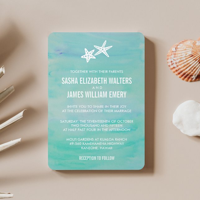 Invitaciones a la boda de Starfish Aqua Beach (Subido por el creador)