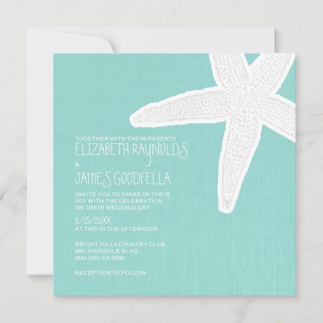 Invitaciones a la boda de Starfish Beach (Anverso)