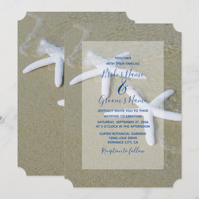 Invitaciones a la boda de Starfish Beach (Anverso / Reverso)