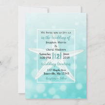 Invitaciones a la boda de Starfish Beach con burbu