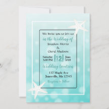 Invitaciones a la boda de Starfish Beach con burbu