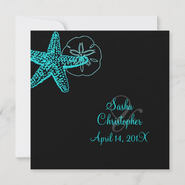 Invitaciones a la boda de Starfish/Beach PixDezine (Anverso)