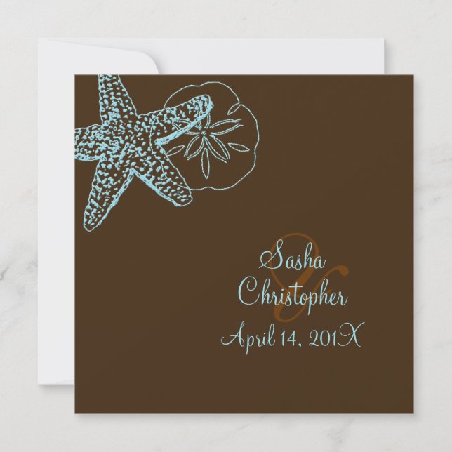 Invitaciones a la boda de Starfish/Beach PixDezine (Anverso)