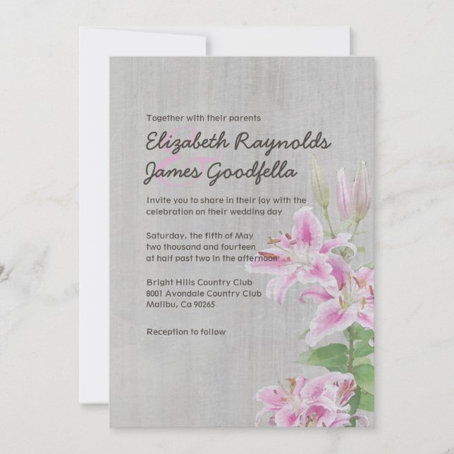 Invitaciones a la boda de Stargazer Lily (Anverso)