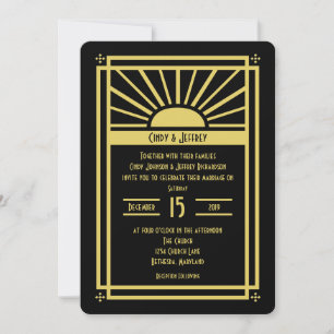 Invitaciones a la boda de Sunburst en Art Deco