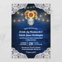 Invitaciones a la boda de Sunflower Mason Jar Blue