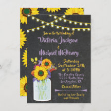 Invitaciones a la boda de Sunflower Mason Jar Chal