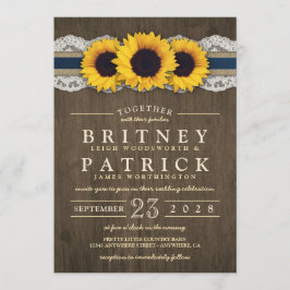 Invitaciones a la boda de Sunflower Rustic Blue Bu