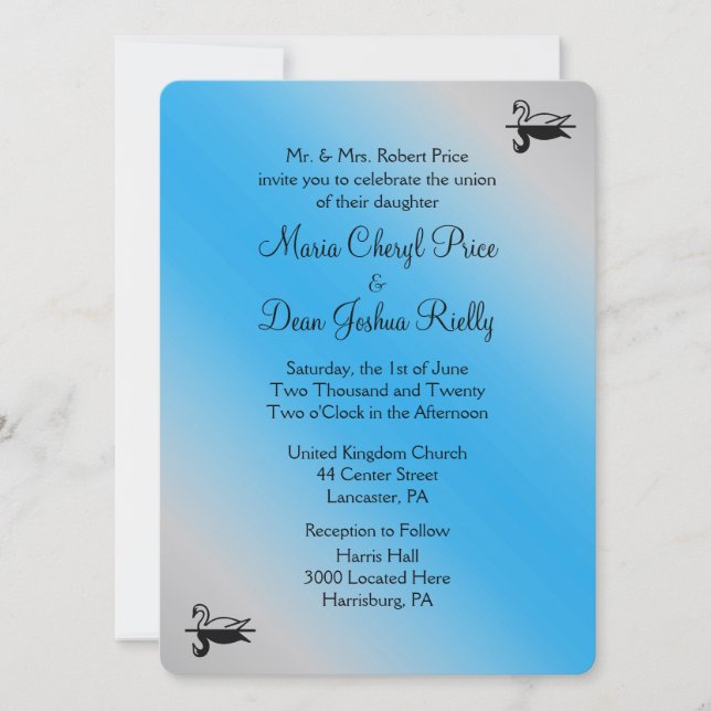 Invitaciones a la boda de Swan (Anverso)