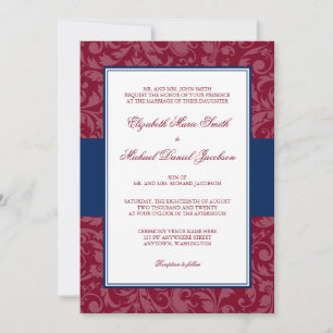 Invitaciones a la boda de Swirl de Borgoña y la Ma
