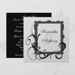 Invitaciones a la boda de Swirl Plata en blanco y