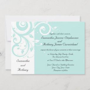 Invitaciones a la Boda de Swirl Revertida de Aqua