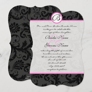 Invitaciones a la boda de Swirls de Damask Rosa br