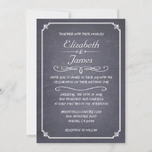 Invitaciones a la boda de tablero negro y blanco