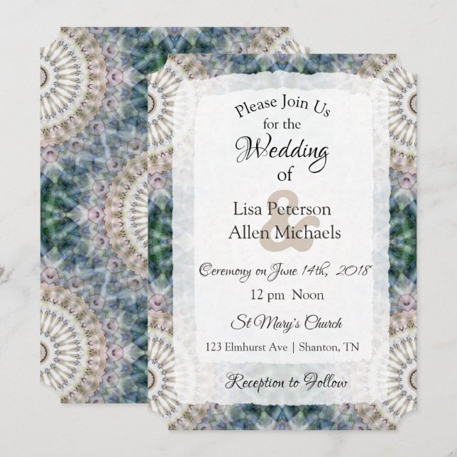 Invitaciones a la boda de Tan y Blue Mandala (Anverso / Reverso)
