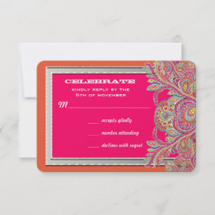 Invitaciones a la boda de Tangerina y Fuchsia marr