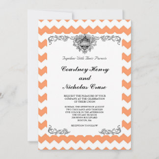 Invitaciones a la boda de Tangerine Chevron