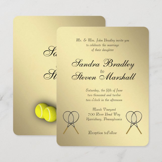 Invitaciones a la boda de tenis (Anverso / Reverso)
