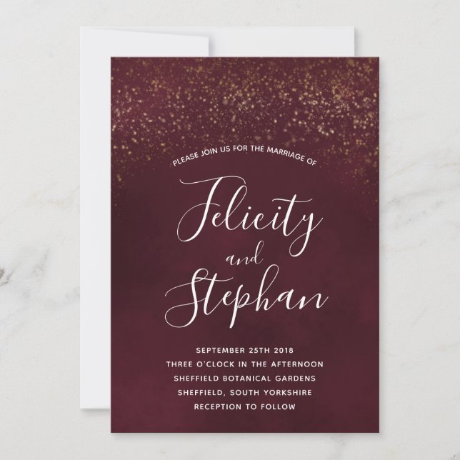 Invitaciones a la boda de terciopelo rojo (Anverso)