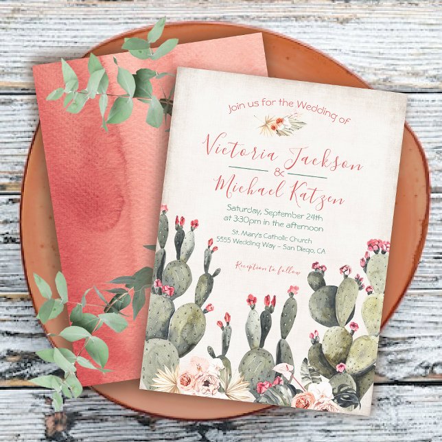 Invitaciones a la boda de Terracota y Cactus (Subido por el creador)
