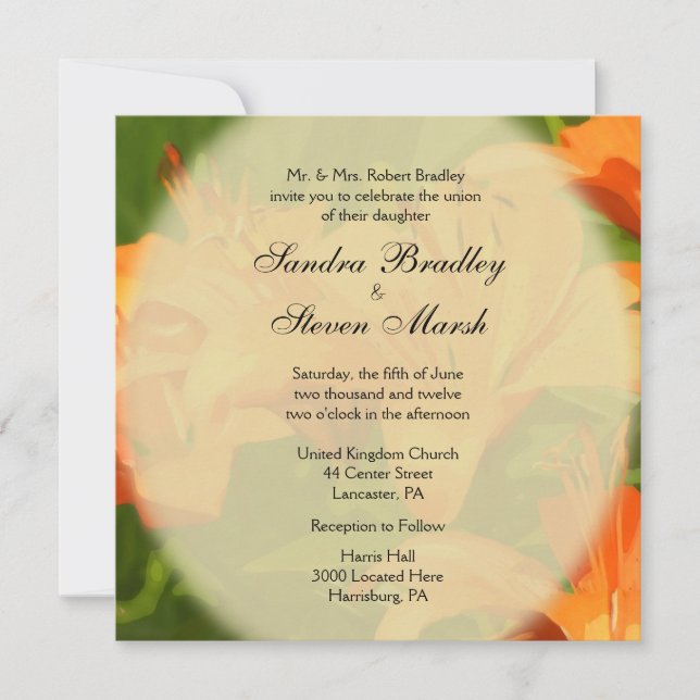 Invitaciones a la boda de Tiger Lilies (Anverso)