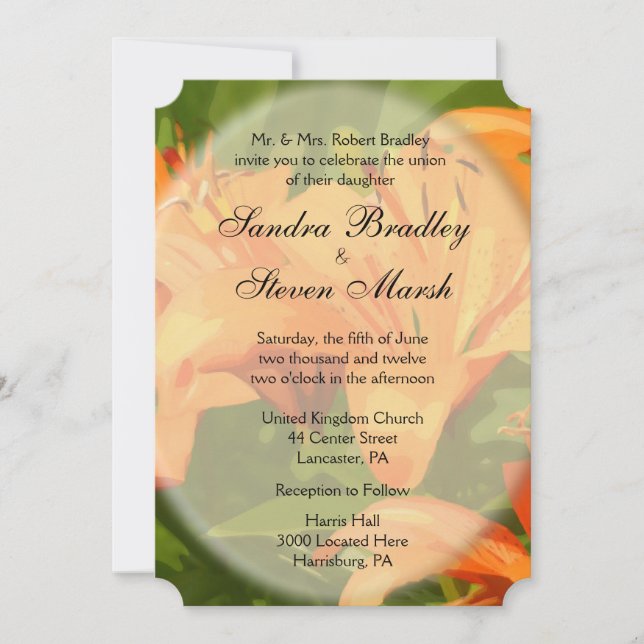 Invitaciones a la boda de Tiger Lilies (Anverso)
