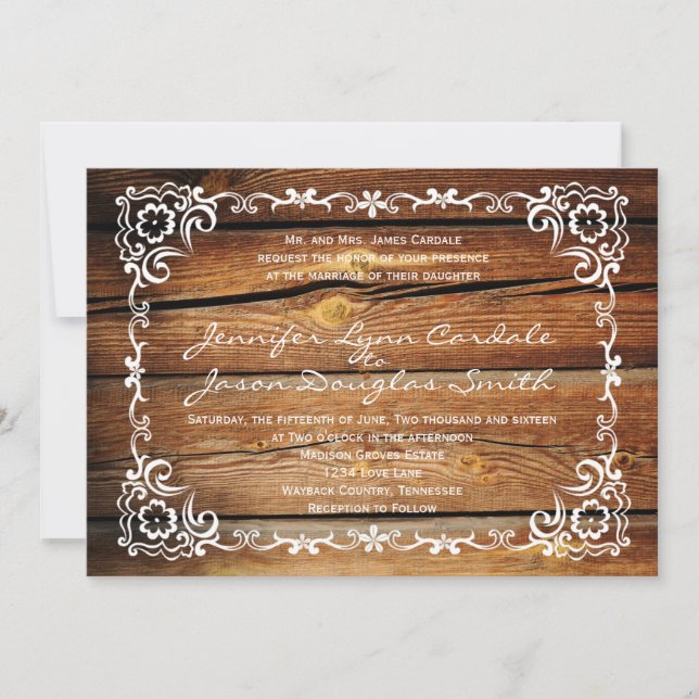 Invitaciones a la boda de tramas de desplazamiento (Anverso)