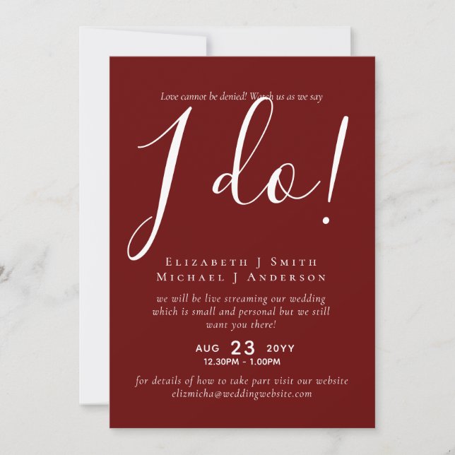 Invitaciones a la boda de transmisión en vivo - ¡M (Anverso)