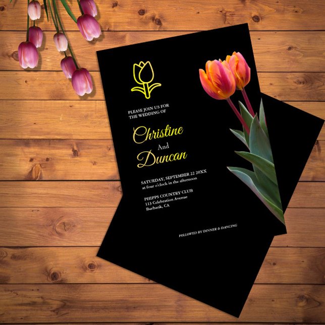 Invitaciones a la boda de tulipanes de oro (Subido por el creador)