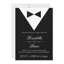 Invitaciones a la boda de Tuxedo Negro y Vestido B