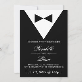 Invitaciones a la boda de Tuxedo Negro y Vestido B
