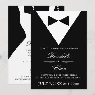 Invitaciones a la boda de Tuxedo Negro y Vestido B