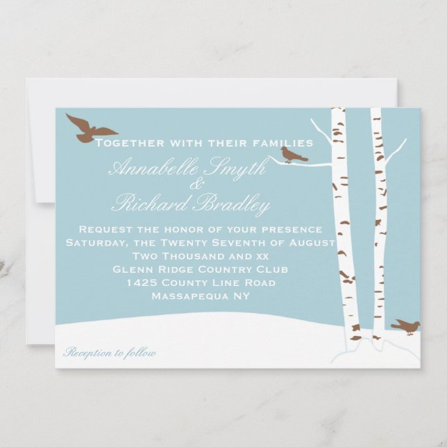 Invitaciones a la boda de un árbol de aves (Anverso)
