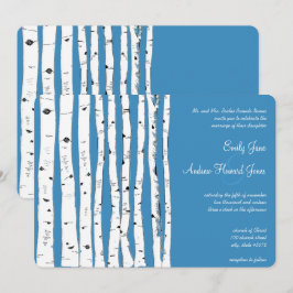 Invitaciones a la boda de un árbol de aves azul de