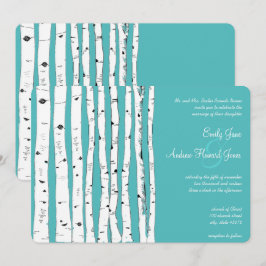 Invitaciones a la boda de un árbol de aves azul tu