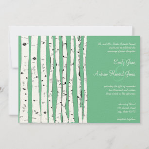 Invitaciones a la boda de un árbol de aves verde P
