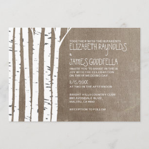 Invitaciones a la boda de un árbol de birch occide