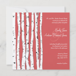 Invitaciones a la boda de un árbol de birco rojo
