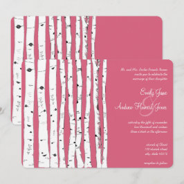 Invitaciones a la boda de un árbol de birco rosado