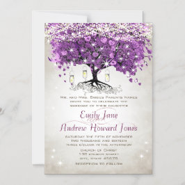 Invitaciones a la boda de un árbol de hojas del co