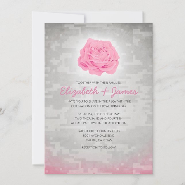 Invitaciones a la boda de un campamento militar fl (Anverso)