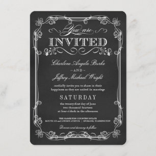 Invitaciones a la boda de un Chalkboard rústico