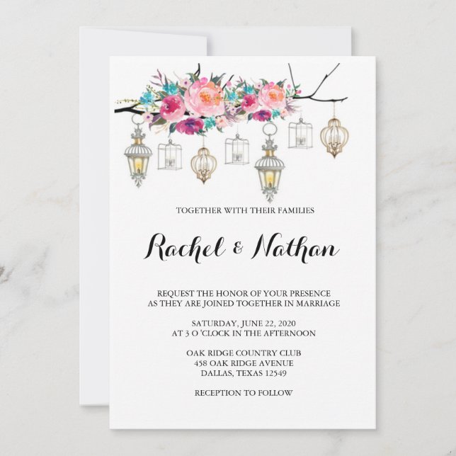 Invitaciones a la boda de un farol ruso (Anverso)