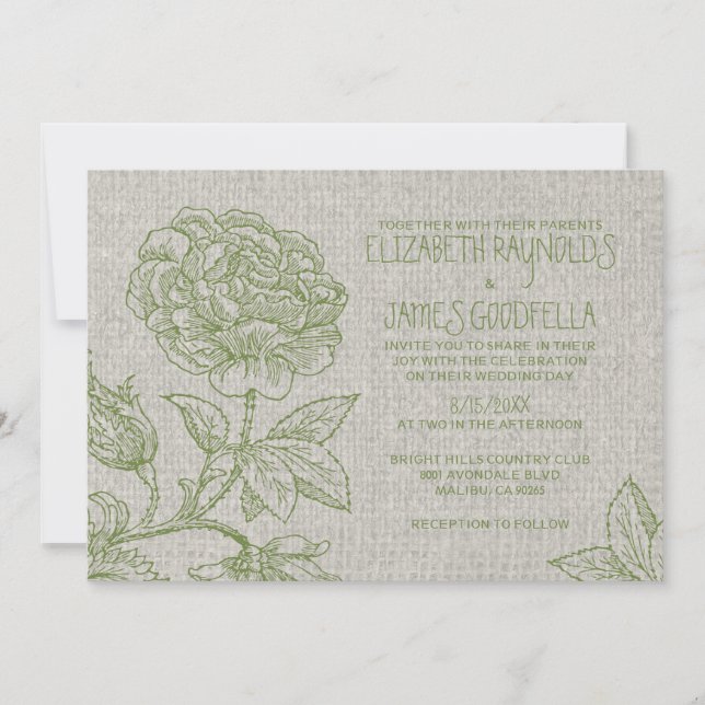 Invitaciones a la boda de un jardín de campo (Anverso)
